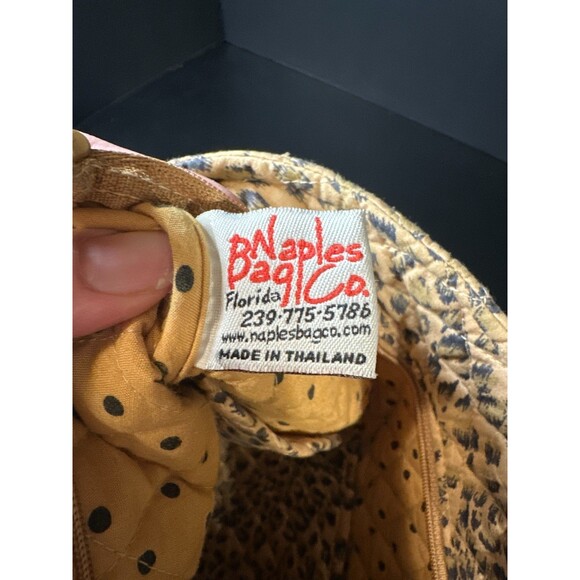 Naples Bag Co. Quilted Tote Bag Leopard Jungle Print Braided Handles 13x12x4 - Picture 9 of 10